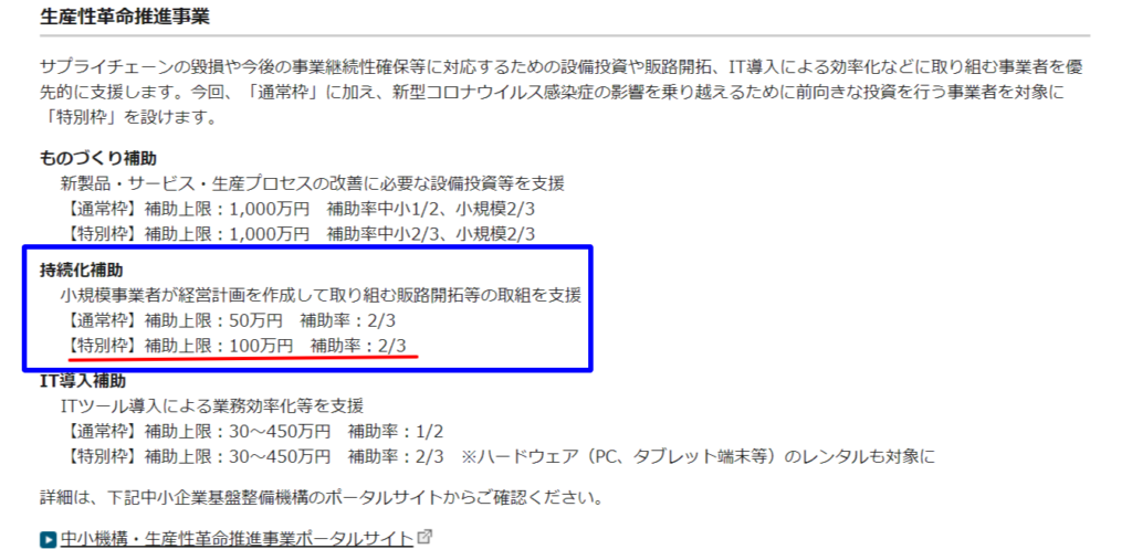 持続化補助特別枠